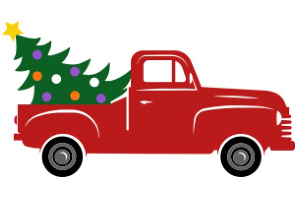 Holiday Cheer: A Red Truck with a Christmas Tree on Top