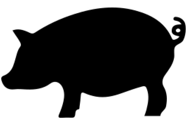 A Silhouette of a Pig with a Curly Tail