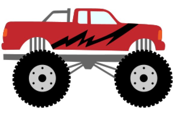 Vintage Red Truck with Black Lightning Design