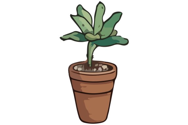 A Digital Illustration of a Potted Cactus