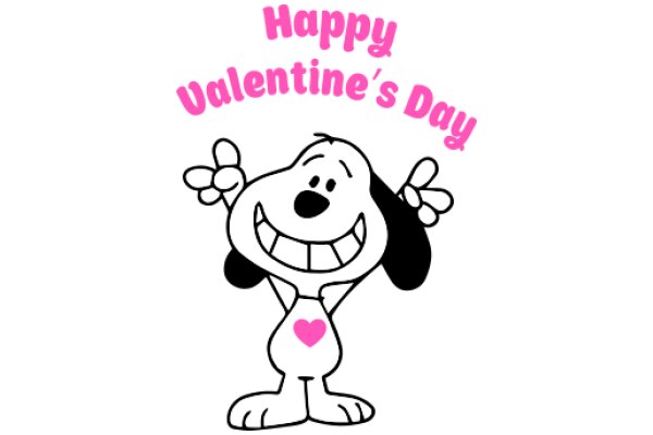 Celebrating Valentine's Day with a Smiling Cartoon Dog