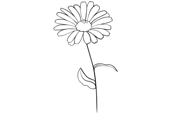 A Simple Line Drawing of a Daisy