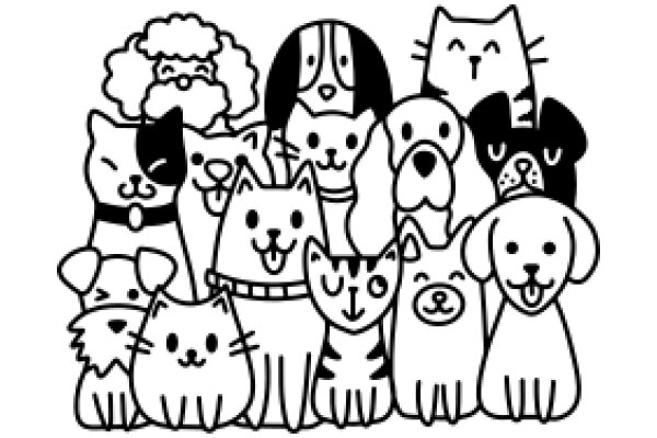 A Whimsical Gathering of Pets: A Illustration