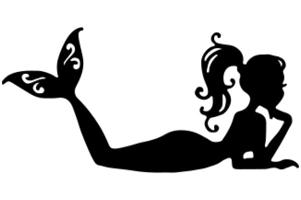 Silhouette of a Mermaid with a Thoughtful Expression