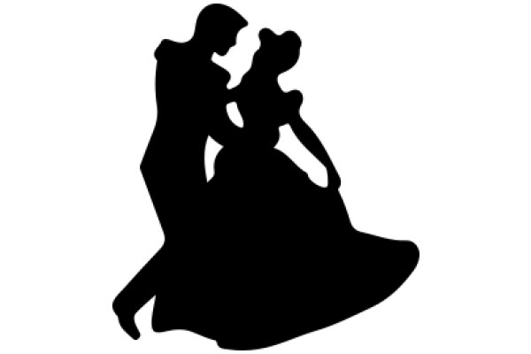 A Silhouette of a Couple Dancing