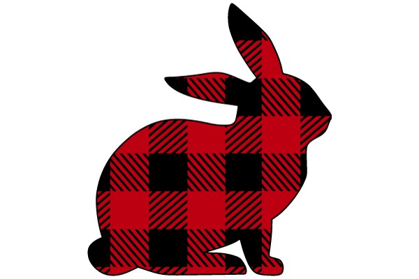 Vintage Red and Black Checkered Bunny Illustration