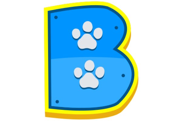 Vibrant Blue Letter B with Paw Prints