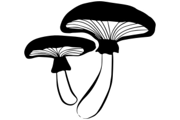 A Pair of Black Umbrellas with White Stripes