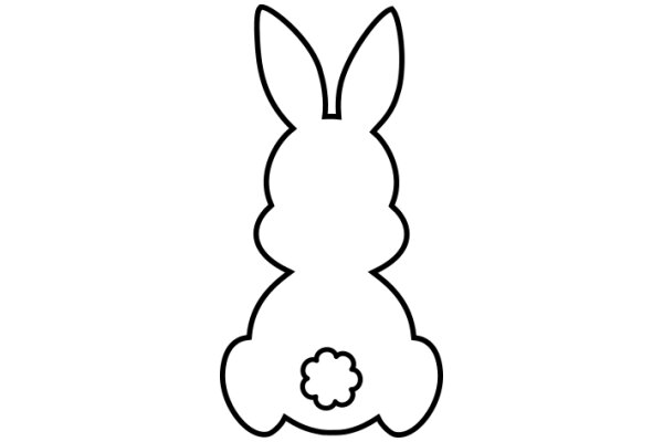 Simplistic Line Drawing of a Bunny with a Flower