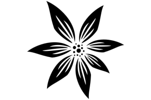 Stylized Black Flower with White Detailing