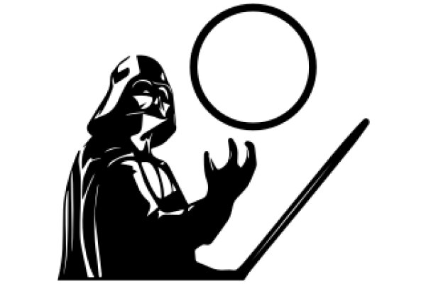 Darth Vader's Digital Domain: A Silhouette of the Iconic Character with a Computer