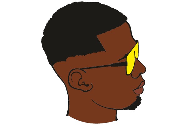 Stylized Portrait of a Man in Sunglasses and a Short Haircut