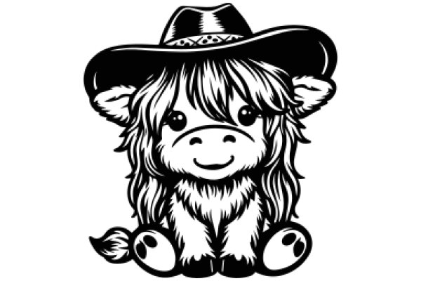 A Cute Cartoon Cow with a Cowboy Hat