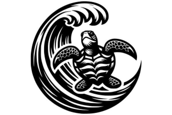 Stylish Logo of a Turtle Riding a Wave