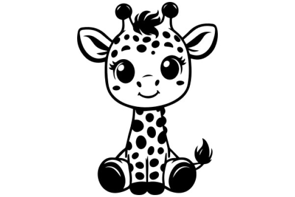 Adorable Cartoon of a Spotted Giraffe