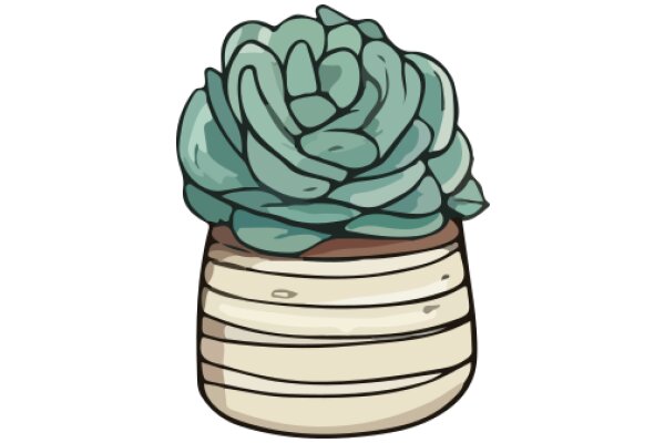 A Delightful Display of a Cactus in a Striped Vase