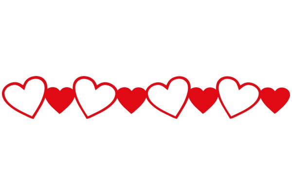 A Row of Red Hearts in a Wavy Pattern