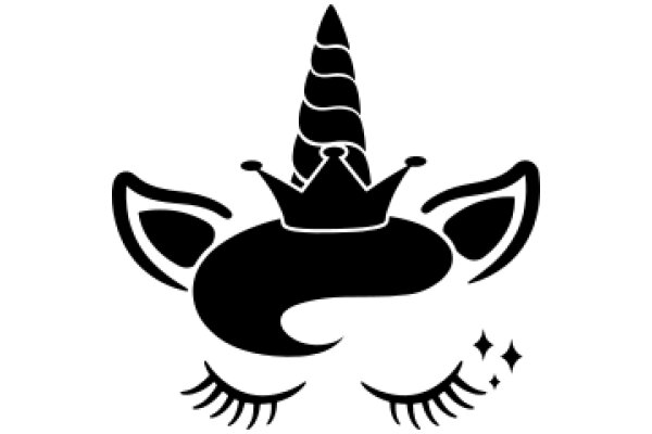 Whimsical Illustration of a Unicorn with a Crown and Eyelashes