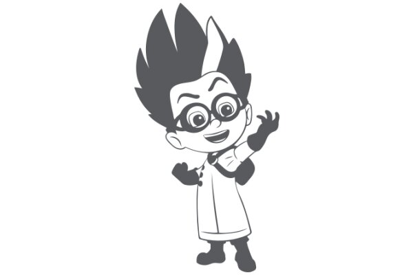 Stylized Cartoon Character with Spiky Hair and Glasses