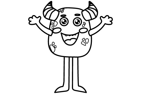 Whimsical Cartoon Character: A Friendly, Horned Creature with a Big Smile