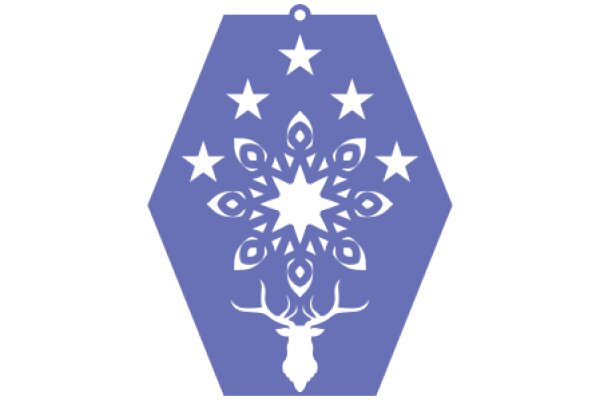 Stylized Purple Decoration with Stars and a Deer Silhouette