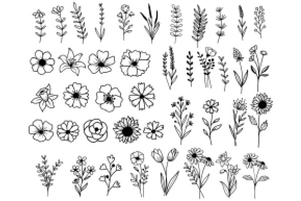 A Collection of Flower Line Art