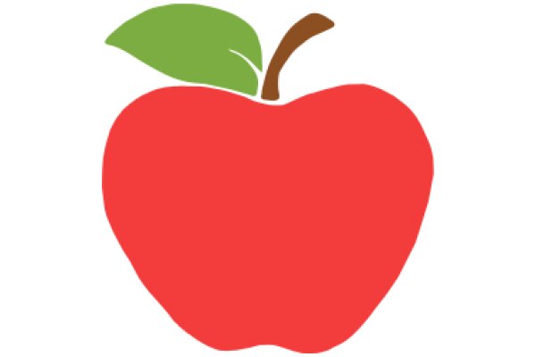 Vibrant Apple Icon with a Green Leaf