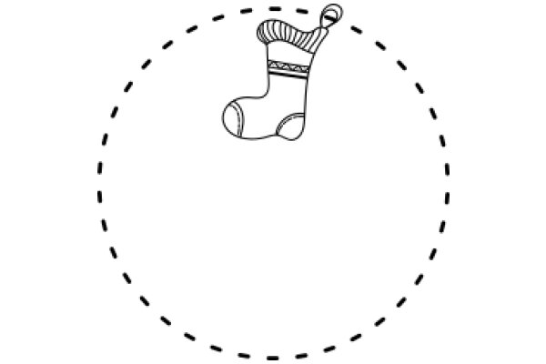 A Simple Line Drawing of a Sock and a Ball