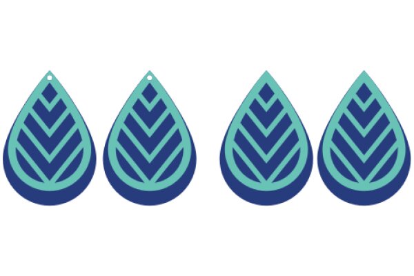 Three Blue and White Leaf Icons on a White Background