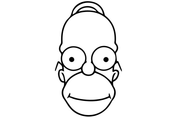 Simplistic Line Drawing of Homer Simpson's Face