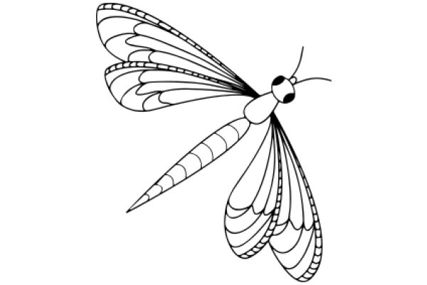 Stylized Line Drawing of a Dragonfly