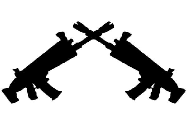 Silhouette of Two Guns Crossed in the Air