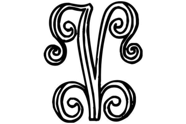 Stylized Letter 'V' with Swirling Designs