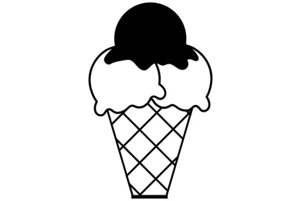 A Classic Illustration of an Ice Cream Cone with Two Scoops