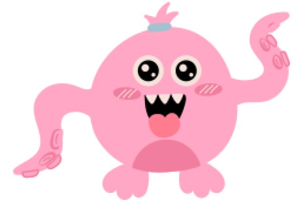 A Playful Pink Cartoon Character with a Friendly Expression