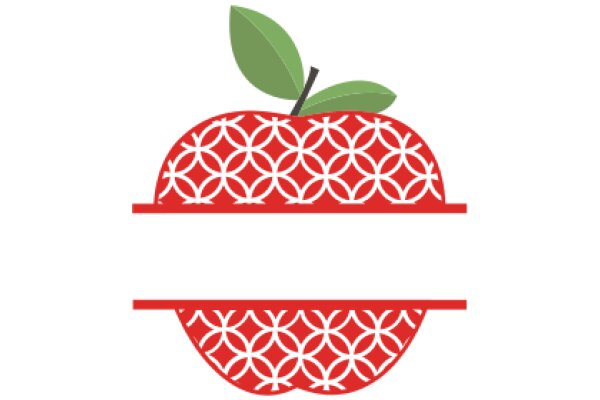 Vibrant Apple with a Leaf, Enclosed in a Red Patterned Border