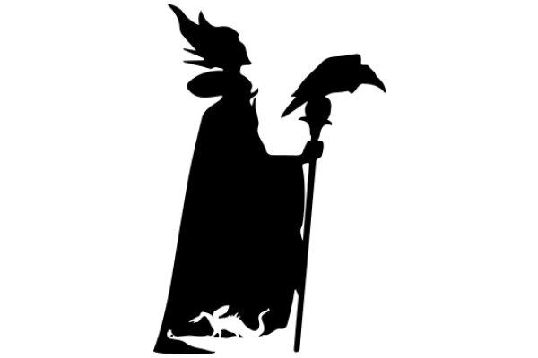 Silhouette of a Fantasy Creature with a Wand