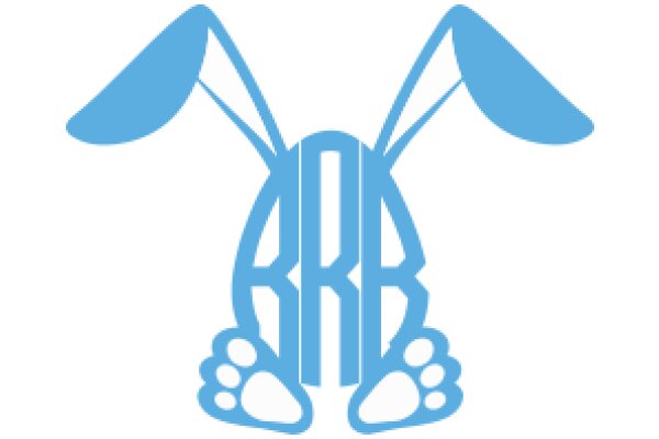 Stylized Blue Rabbit Logo with Paw Prints