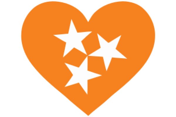 Vibrant Orange Heart with White Stars