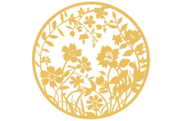 Golden Floral Design on a White Background