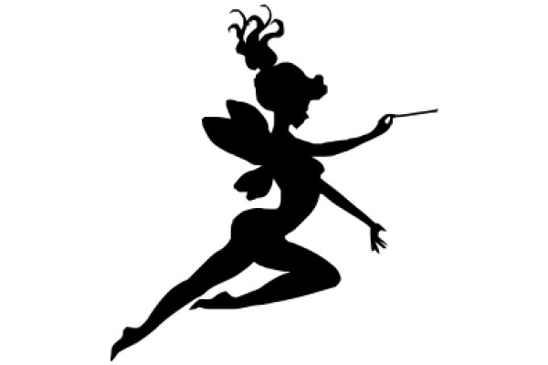 Silhouette of a Female Fairy with a Wand