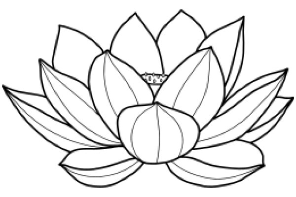 Stylized Lotus Flower Line Drawing