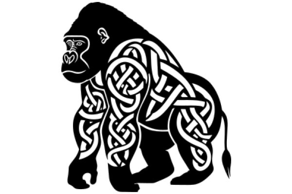 Stylized Illustration of a Gorilla with Intricate Designs