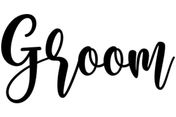 Stylized Black Lettering of the Word 'Groom' in a Curly Script Font