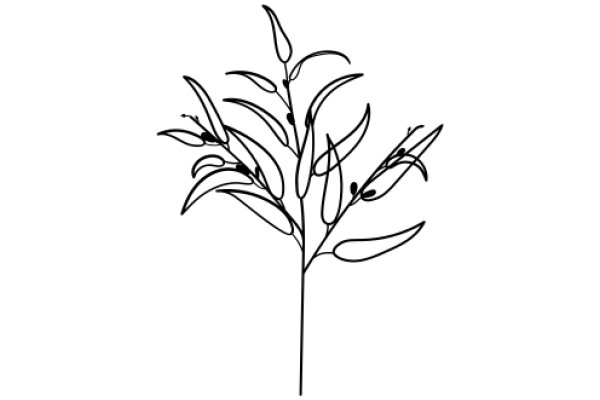 Stylized Line Drawing of a Plant