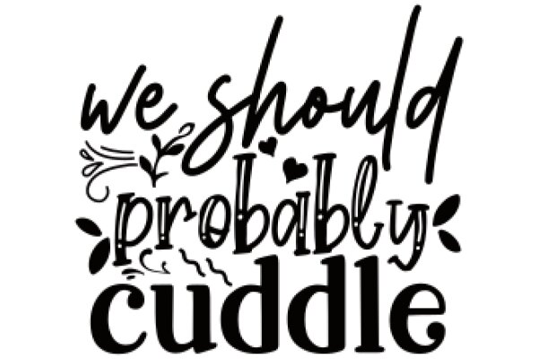 Hand-Drawn Quotation: 'We Should Probably Cuddle'