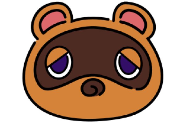 A Cute Cartoon Bear with Purple Eyes and Pink Ears