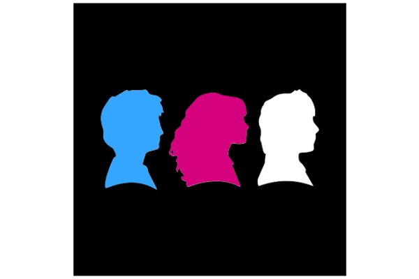 Three Silhouettes of People in a Square