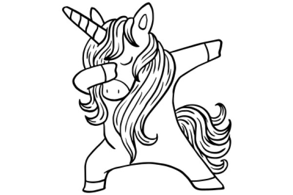 Whimsical Unicorn: A Line Drawing