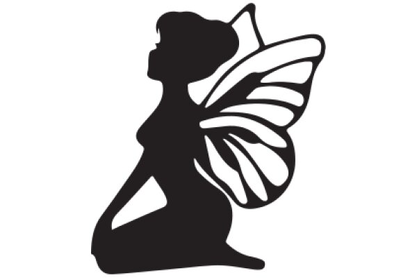 Silhouette of a Butterfly and a Woman in a Meditative Pose